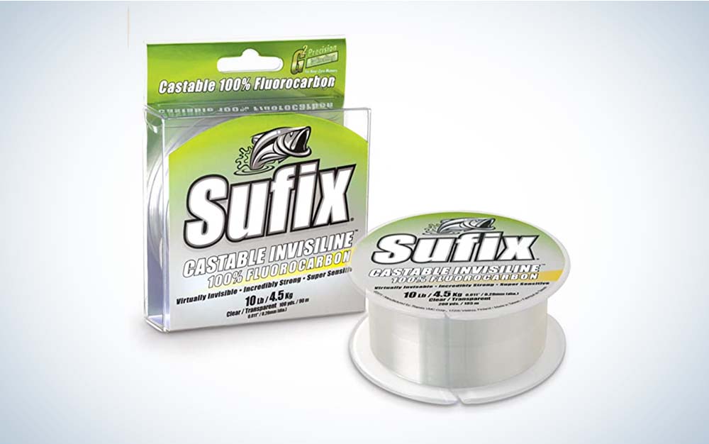 Green and white Sufix fishing line packaging