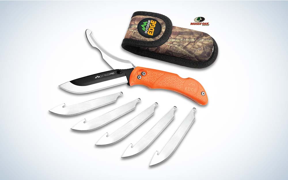 Orange Outdoor Edge RazorPro knife with blades