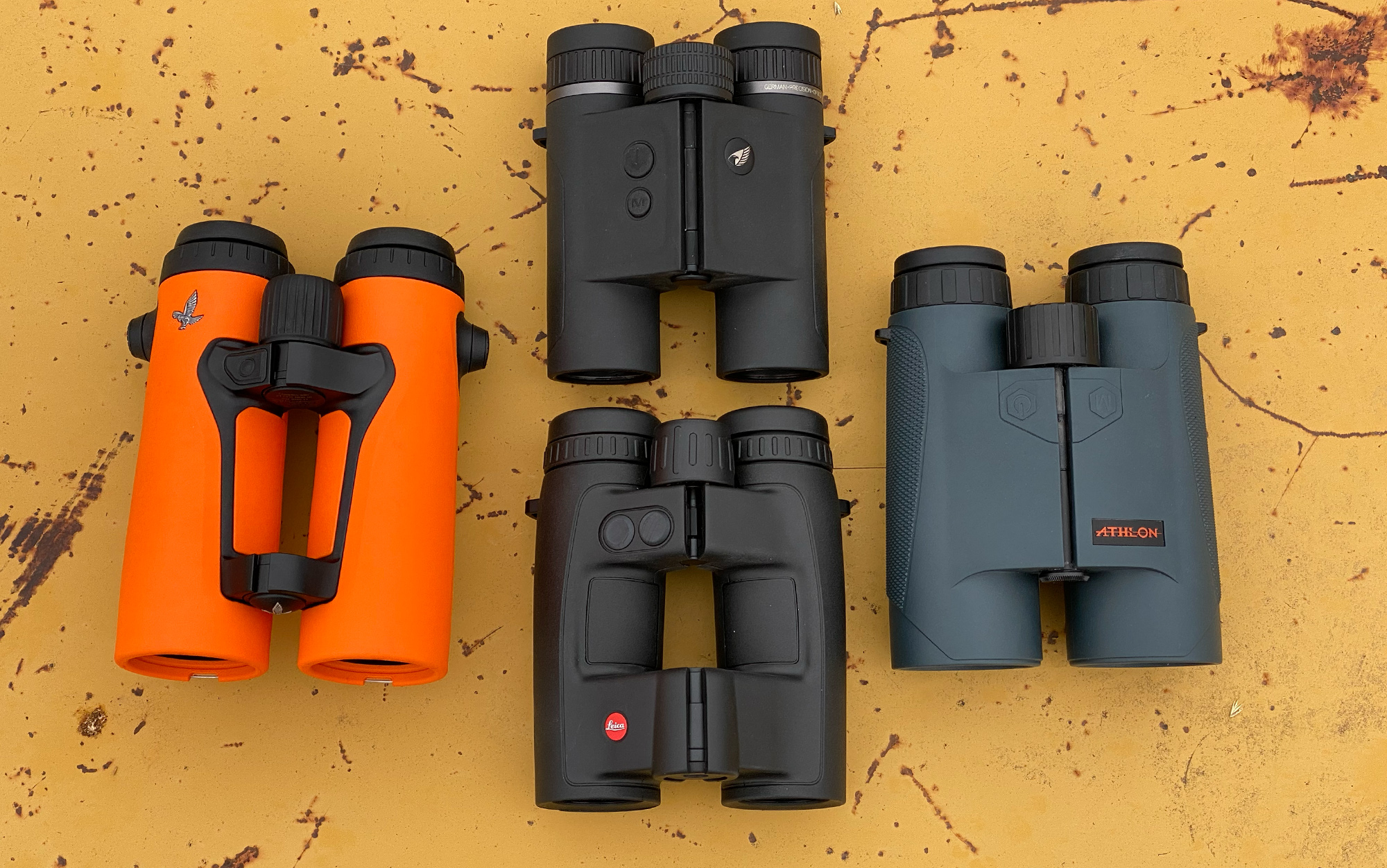 The best rangefinding binoculars sitting on a table.