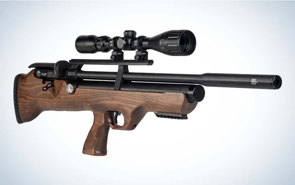 A brown and black flashpup Hatsan FlashPup air gun