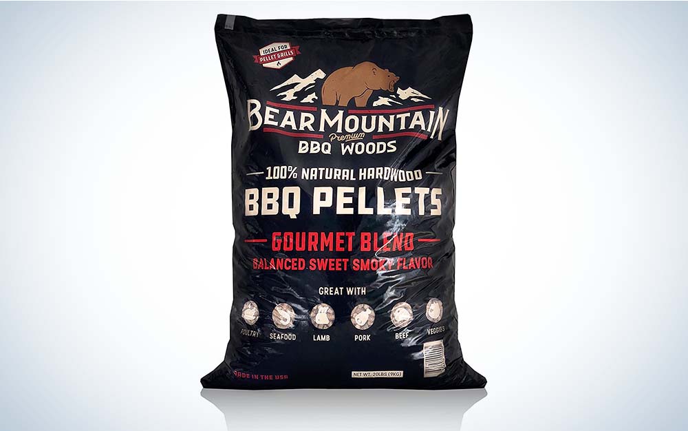 A bag of Bear Mountain BBQ pellets