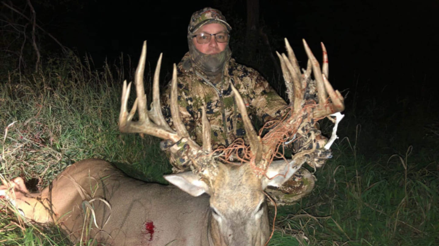 The massive South Dakota Beadle buck, in the field.