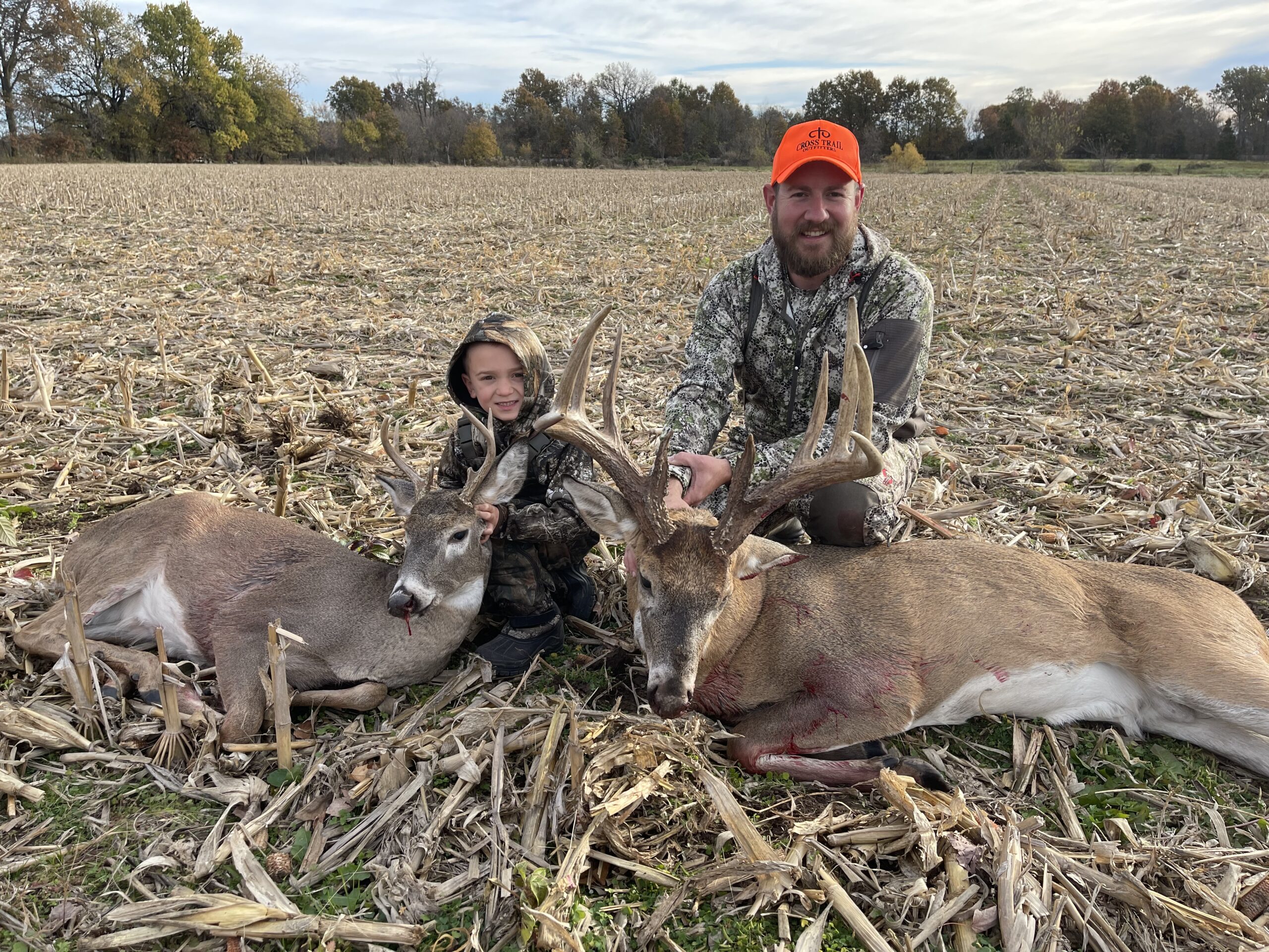 Six-year-old Clayton Selvey and his dad, Grant, with their awesome Missouri bucks. 