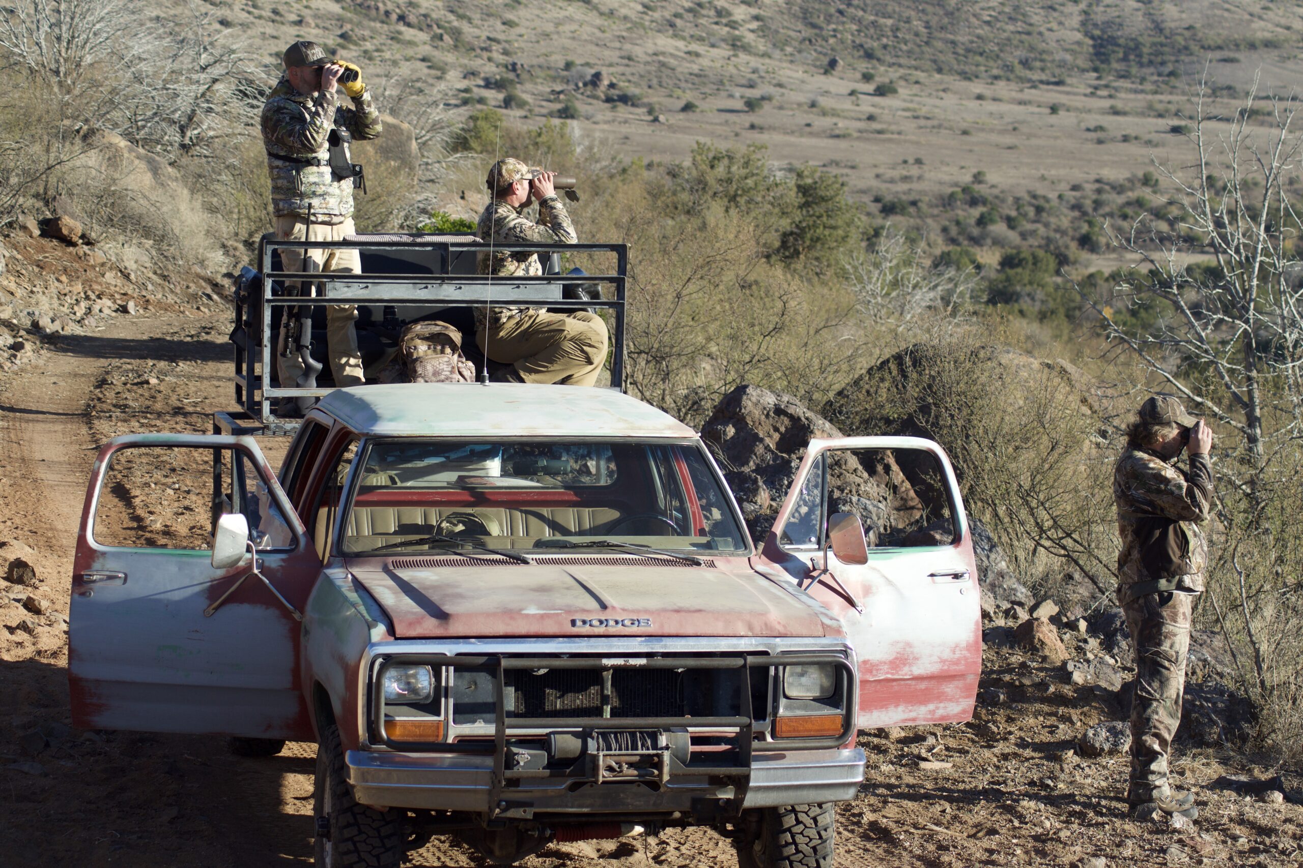 An old Dodge Ram is perfect for remote hunting.