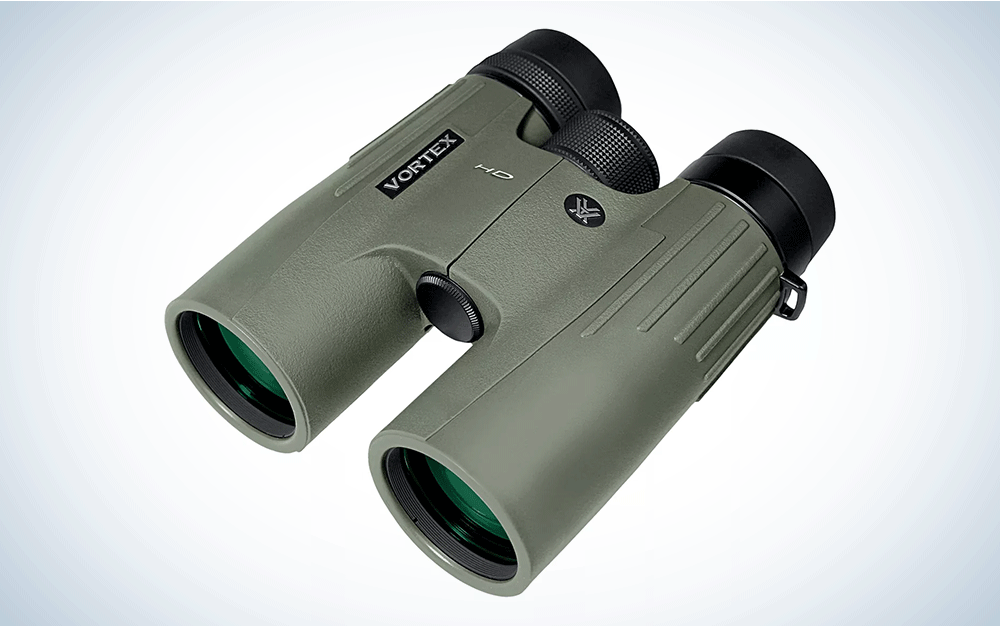 A pair of green binoculars