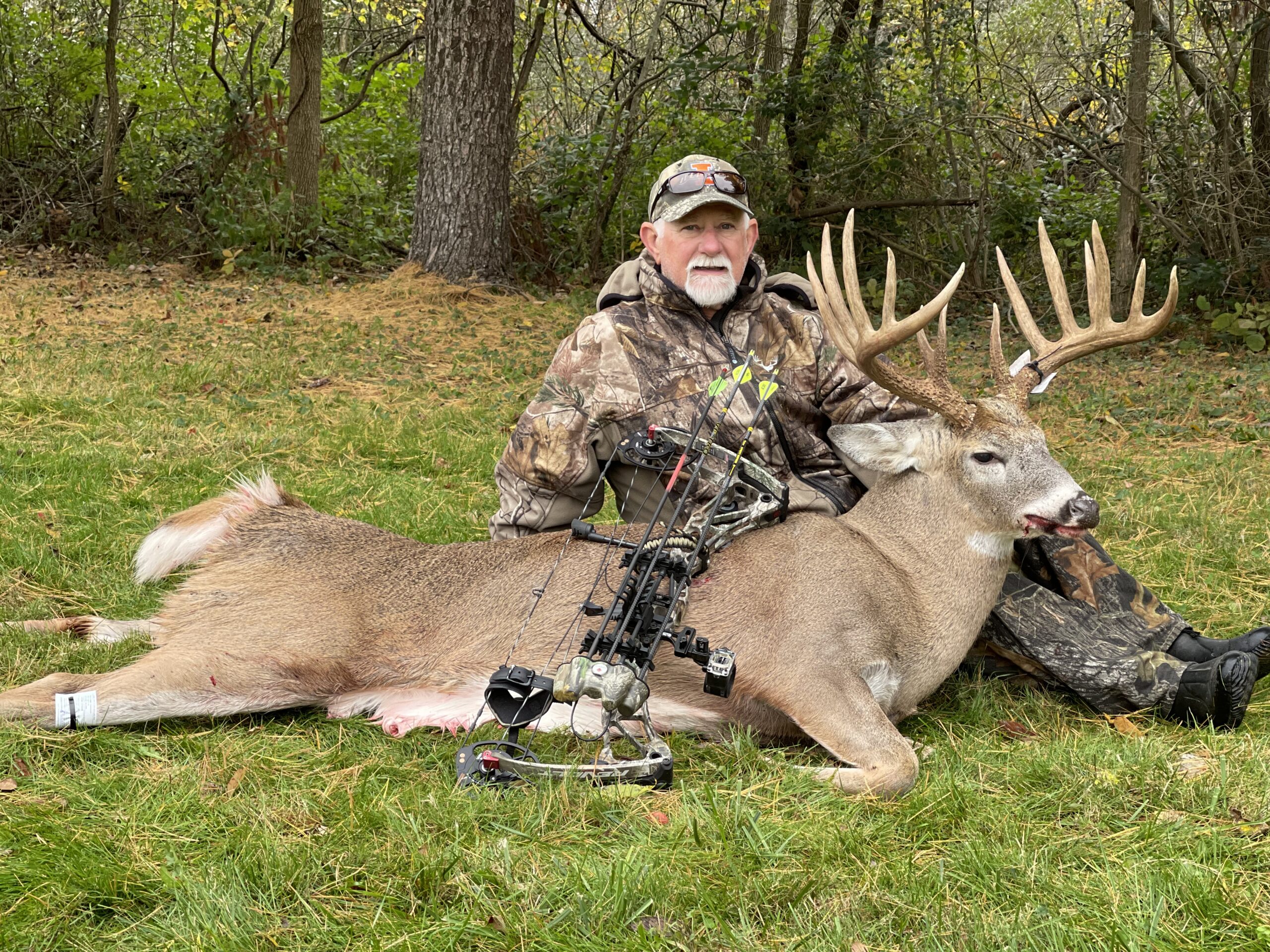 Doug Williams with his giant buck from the family tree. 