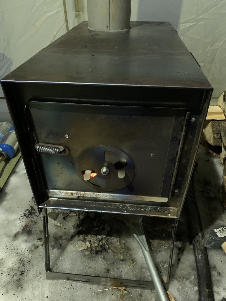 A black wood stove