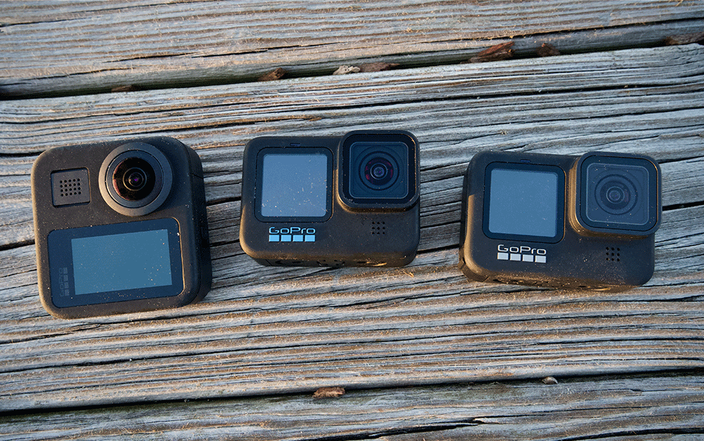 The three best GoPros on a wooden surface