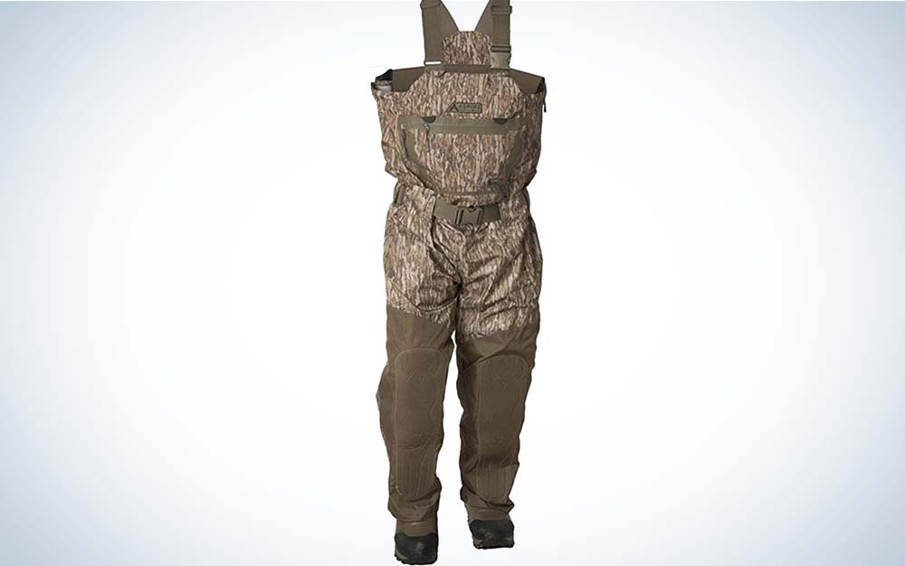 One of the best duck hunting waders in camo with dark green legs