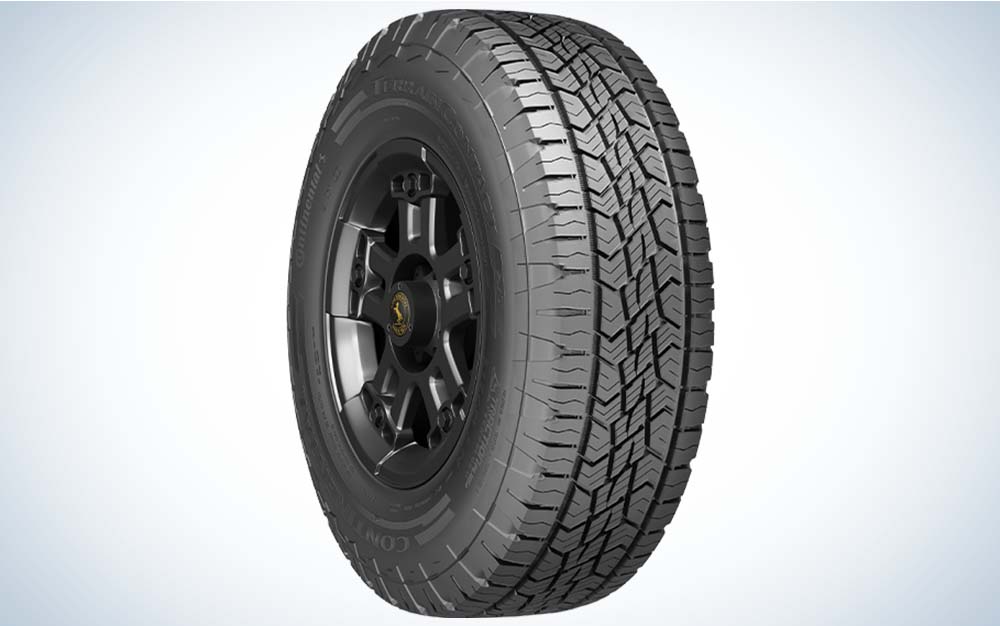 A black tire that's one of the best all-terrain tires