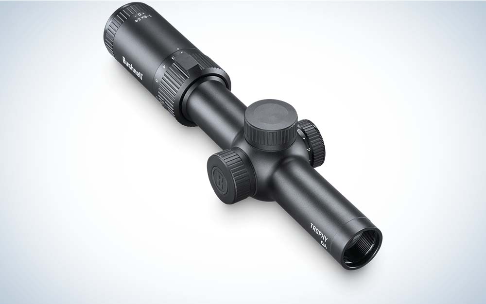 Black, low powered rifle scope