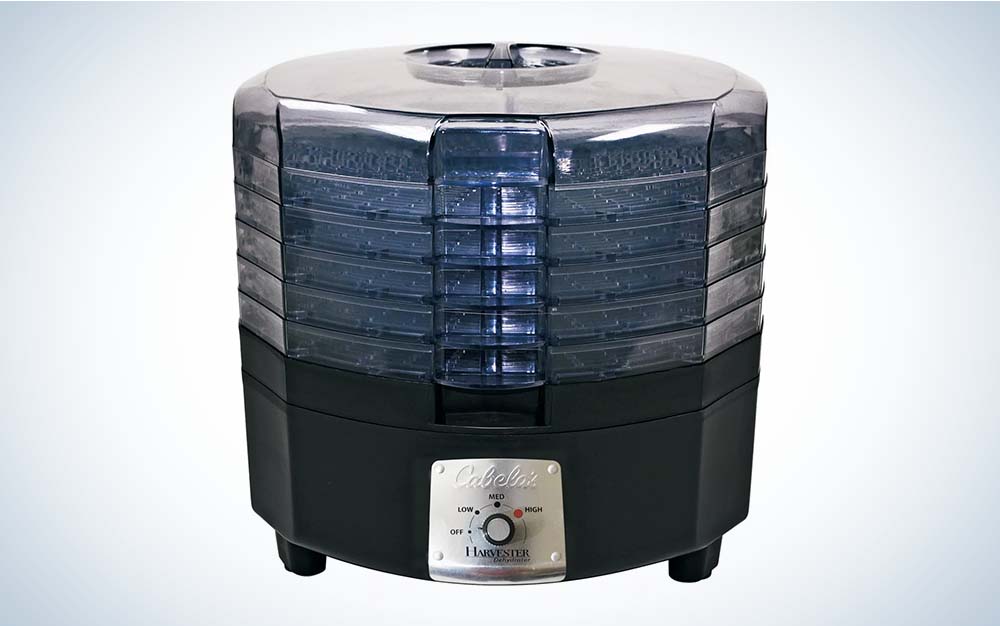 A blue and black round dehydrator that's the best budget dehydrator