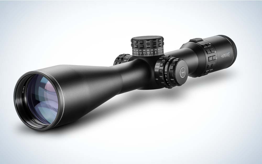 Black, high powered riflescope