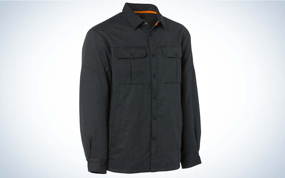 black button up insulated fishing shirt