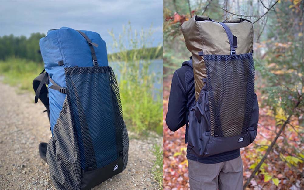Two large backpacking backpacks with mesh front pockets