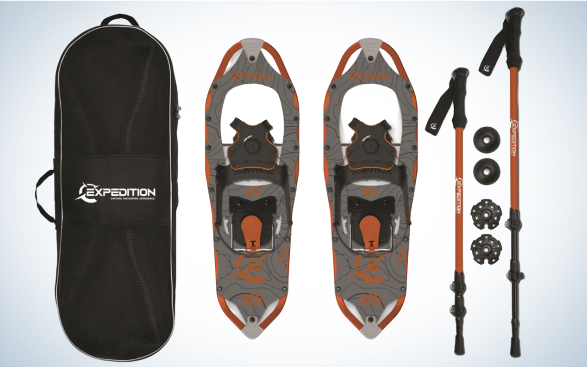 The Expedition Sno Spin Series Snowshoe Kit have the best bindings.
