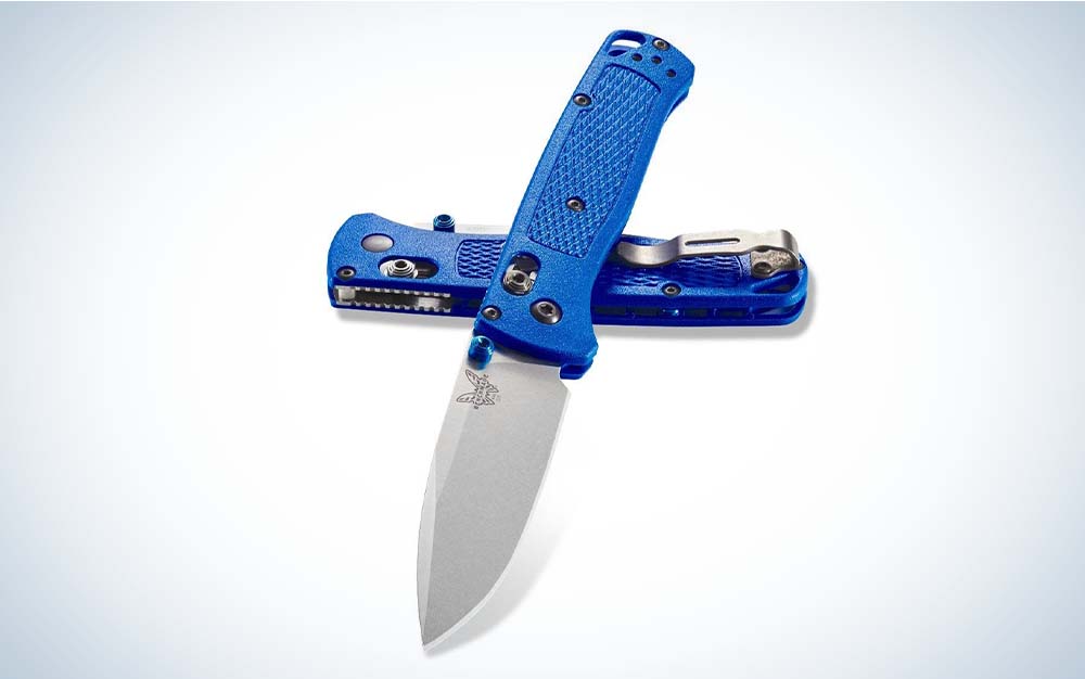 Benchmade Bugout with blue grips