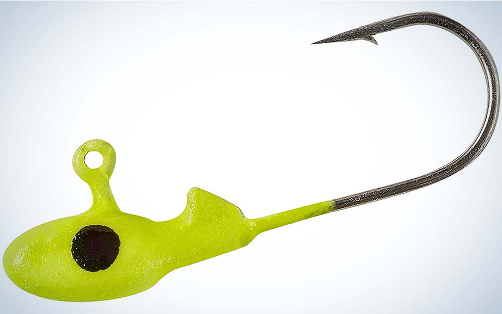 A green best ice fishing lure for panfish