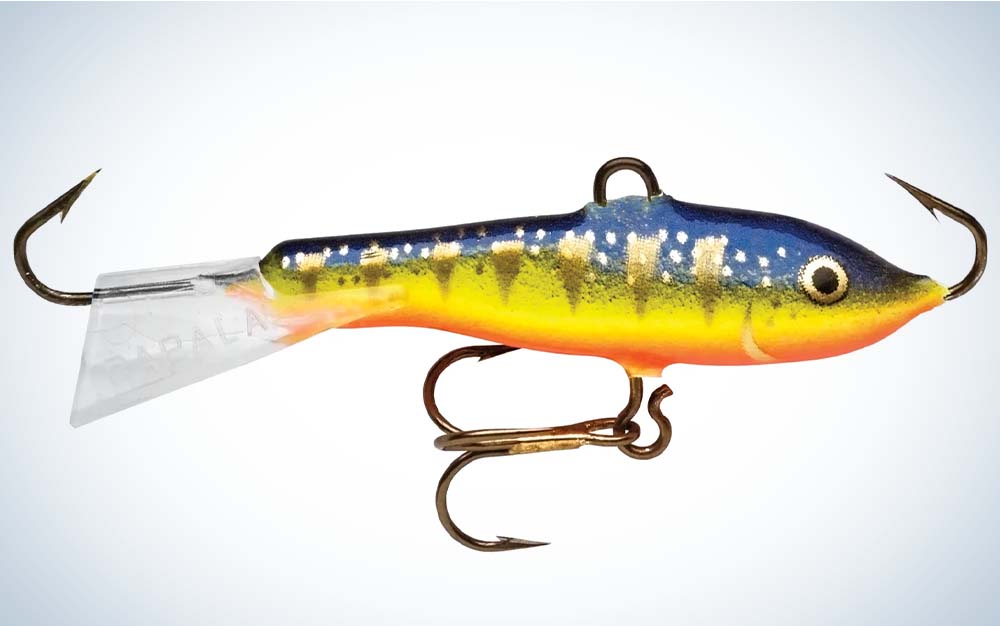 A multi-colored best ice fishing lure for panfish