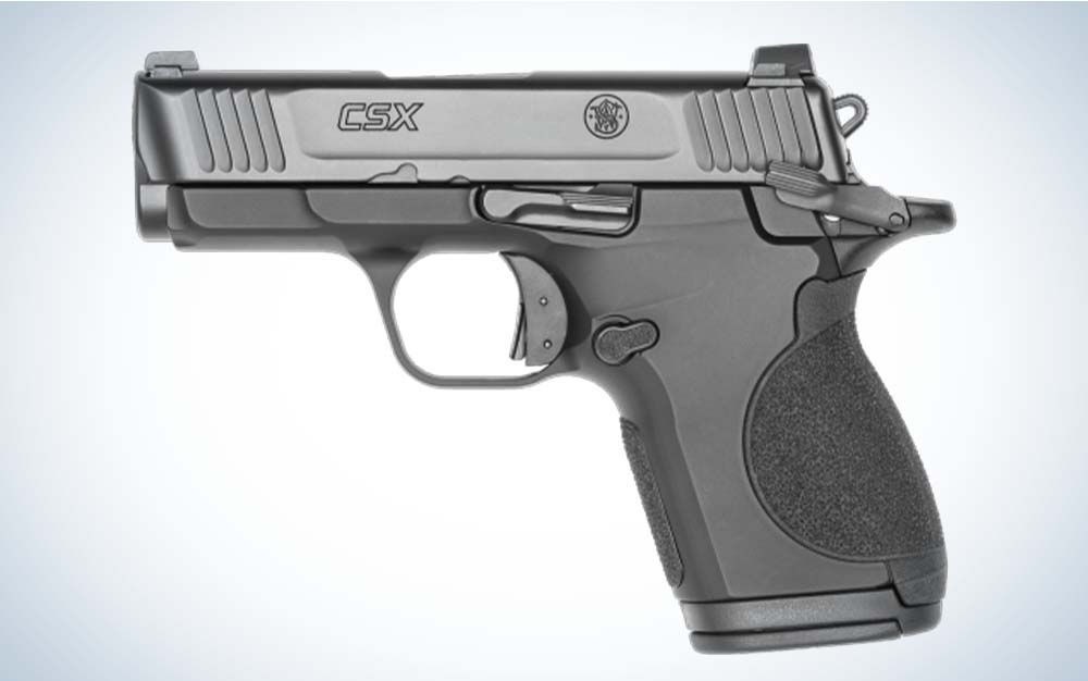 A silver and black handgun