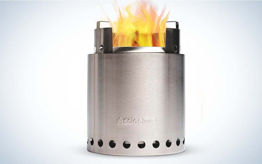 A silver woo-burning best camping stove
