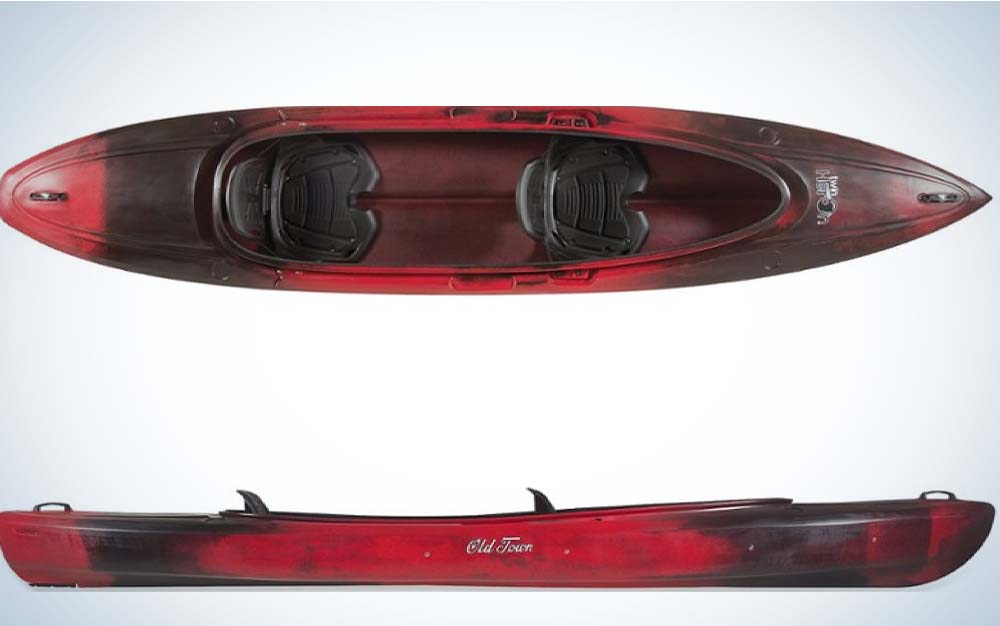 A red and black best fishing kayak under $1,000