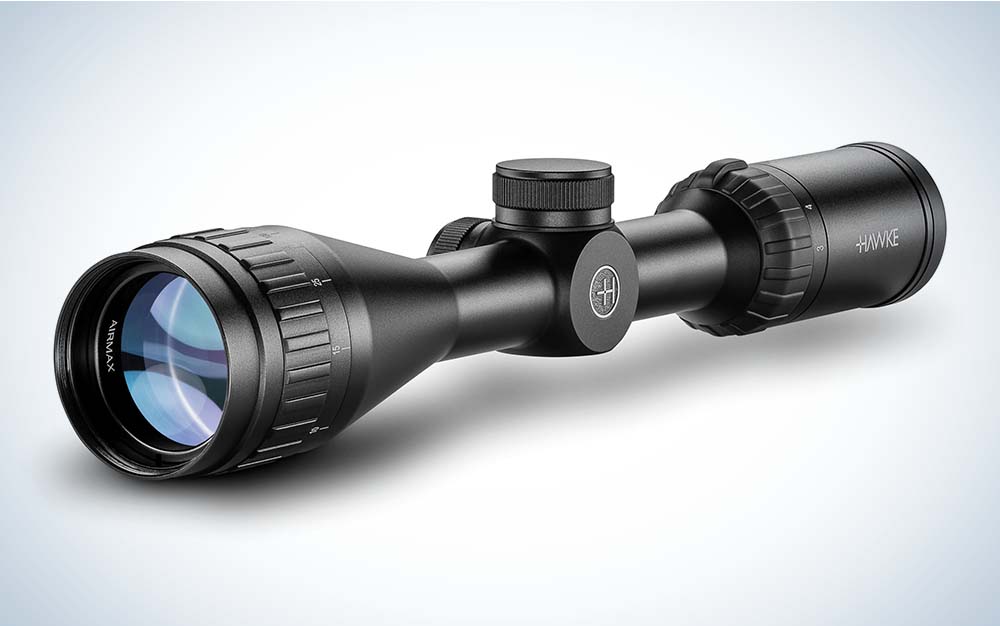 A black best air rifle scope with a blue lens