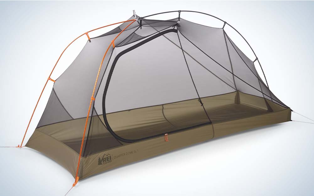 A tan mesh best backpacking tent