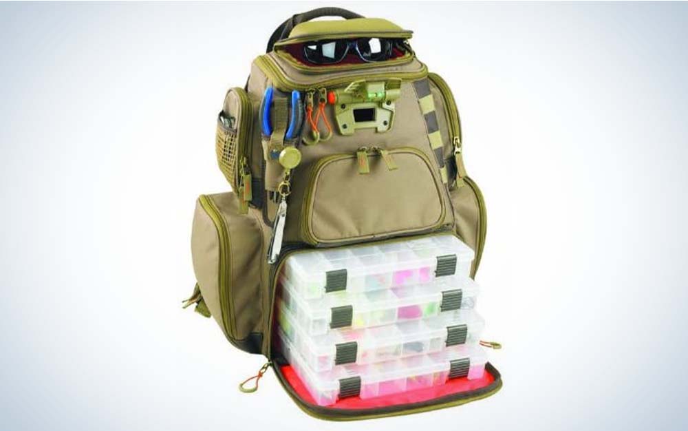A green tackle backpack