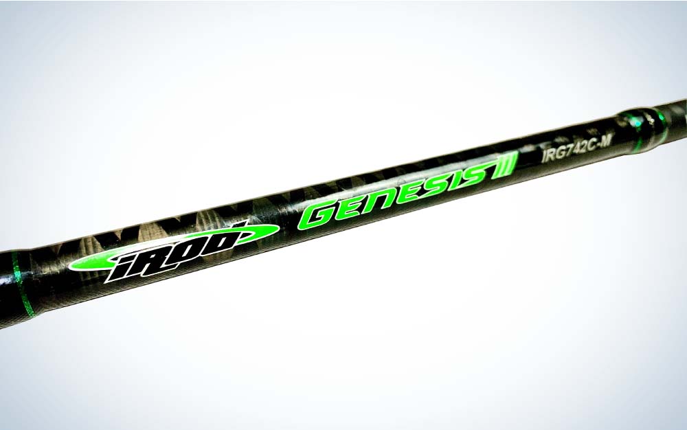 A black best crankbait rod with green accents