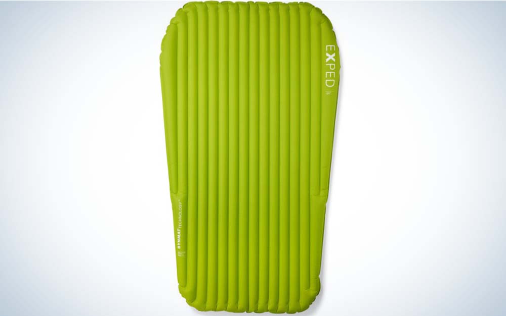 A green wide best backpacking sleeping pad
