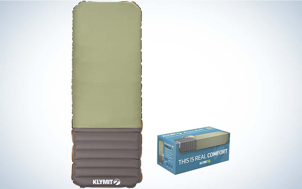 A green and grey best backpacking sleeping pad