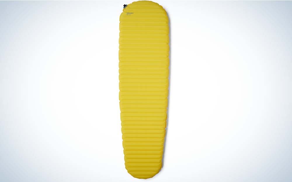 A yellow best backpacking sleeping pad