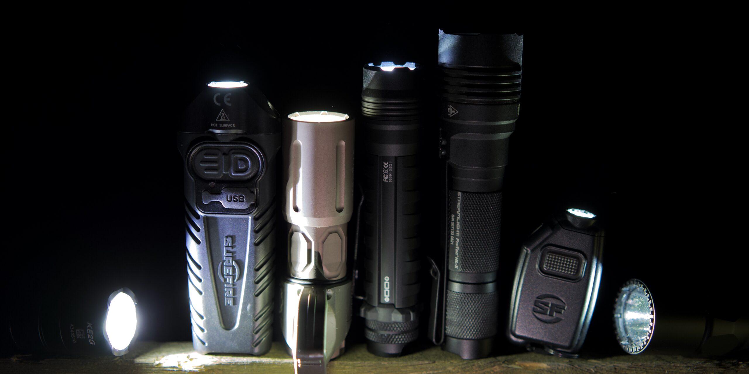 The best flashlights lined up in a row