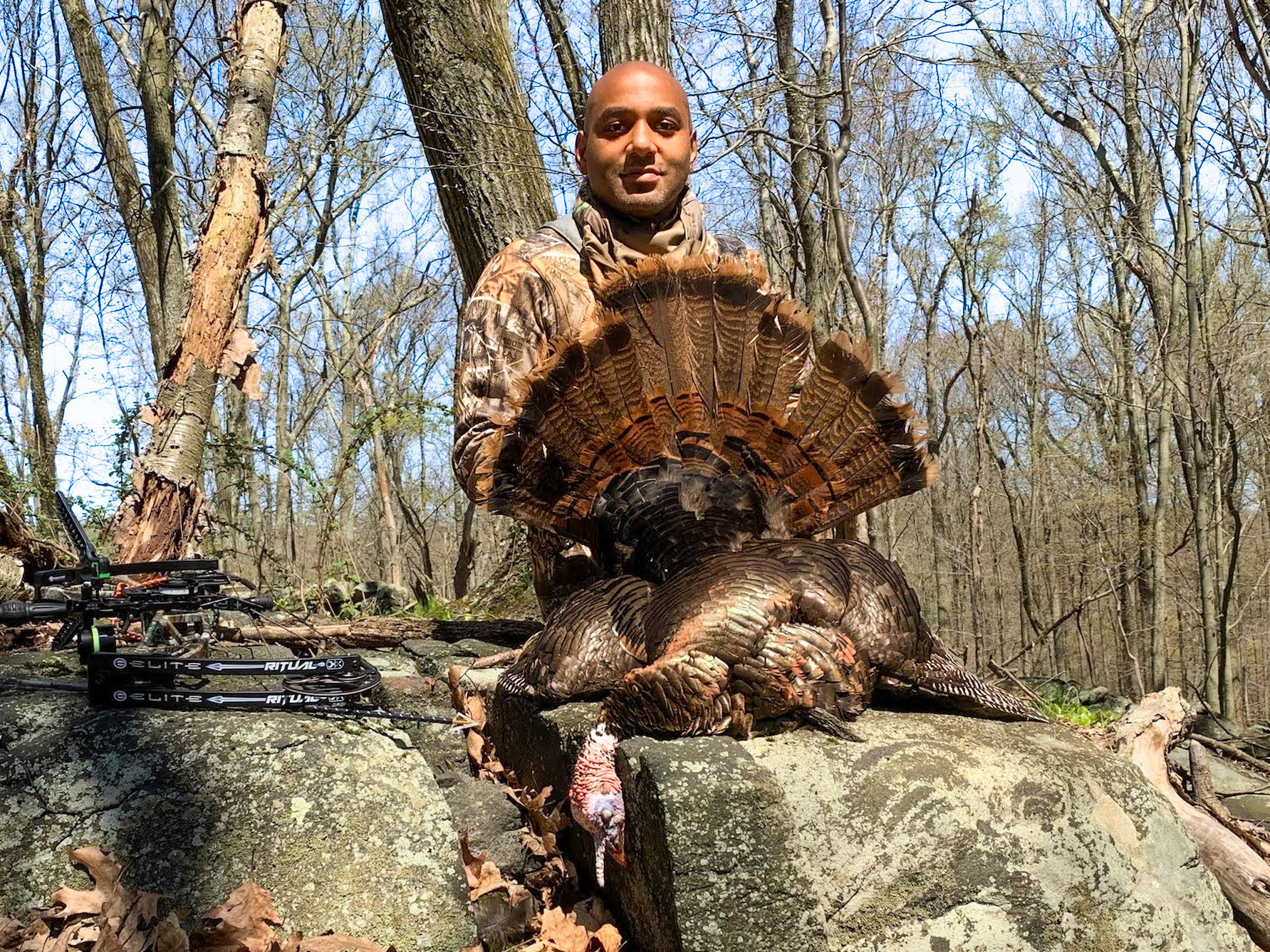 A new hunter with his first turkey.