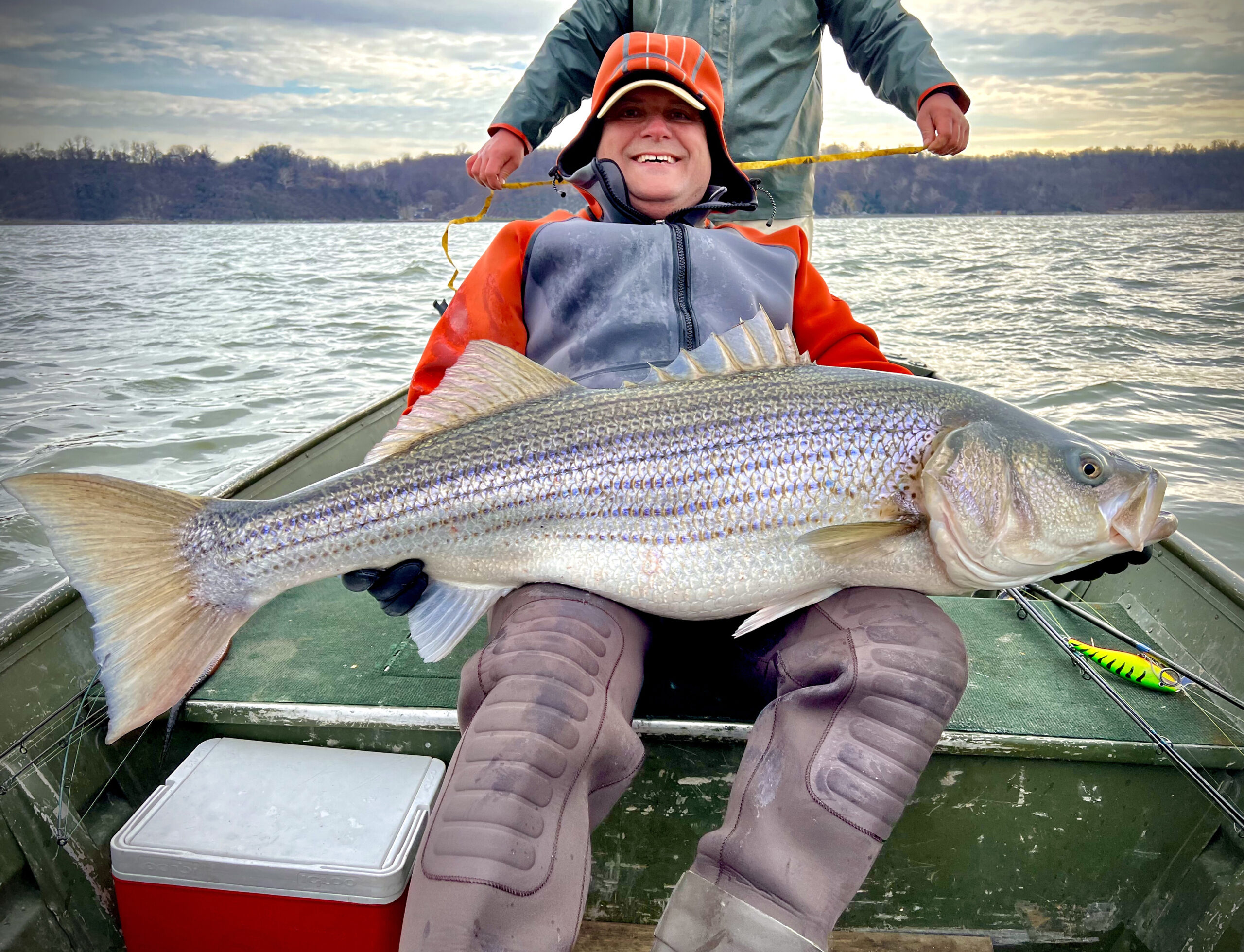 Dan Radman with a striper that weighed an estimated 67.2 pounds. 