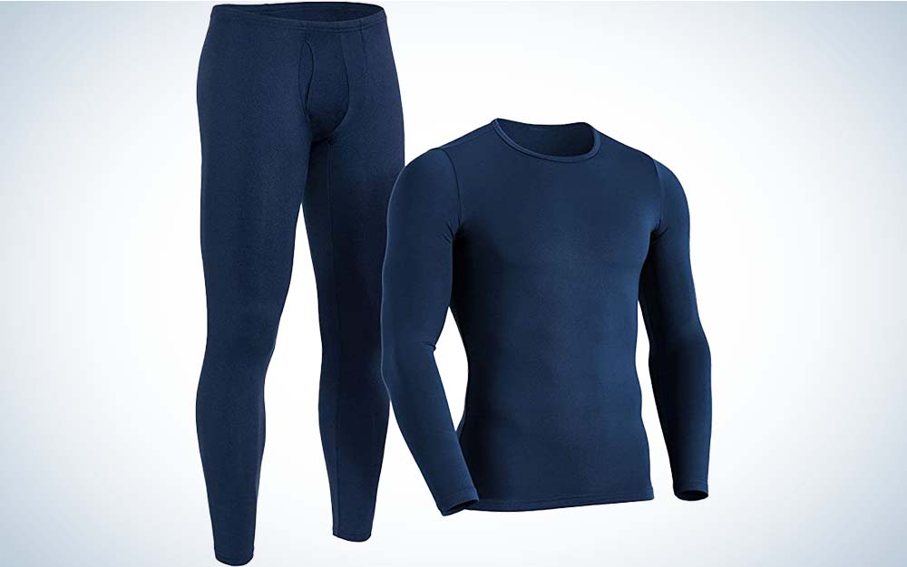 MEETYOO Men’s Thermal Underwear Set Sport Base Layer Wicking Long Johns Thermals Leggings Compression Tops for Skiing Running Hiking Workout