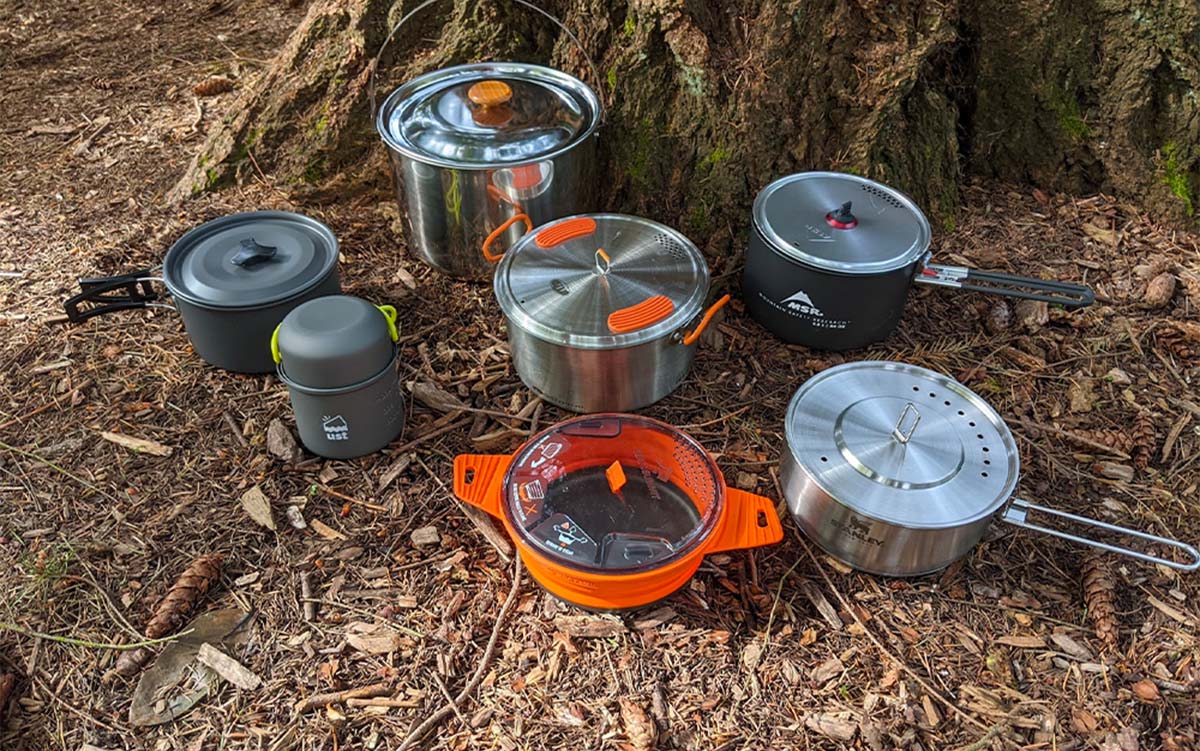 15Pcs Backpacking Gear Hiking Outdoors Non Stick Camping Cookware Set 1-2 People Lightweight Compact Durable Pot Pan Bowls NEWSTYLE Camping Cookware 