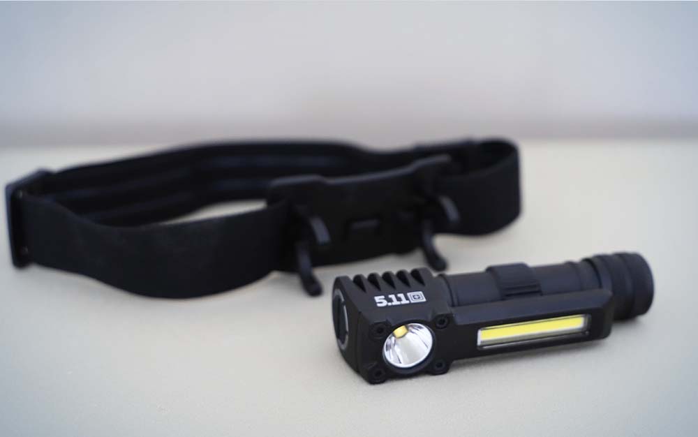The 5.11's mounting system makes it a versatile headlamp or EDC flashlight.