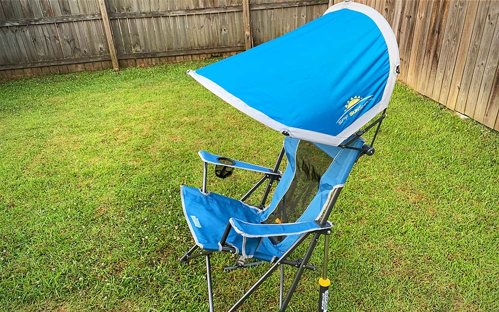 The Sunshade Rocker provides plenty of shade and packs down nicely when it's time to go.