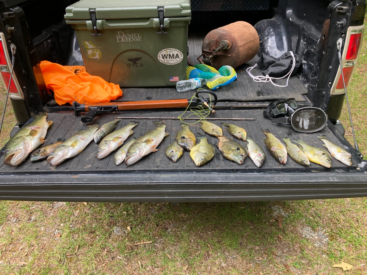 Georgia DNR officers arrested and charged men for spearfishing panfish without licenses
