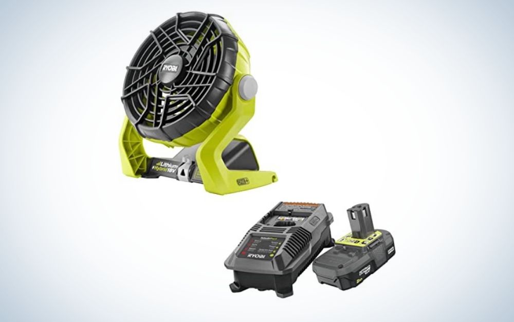 RYOBI ONE+ 18V Hybrid Portable Fan with 2.0 Ah Battery and Charger