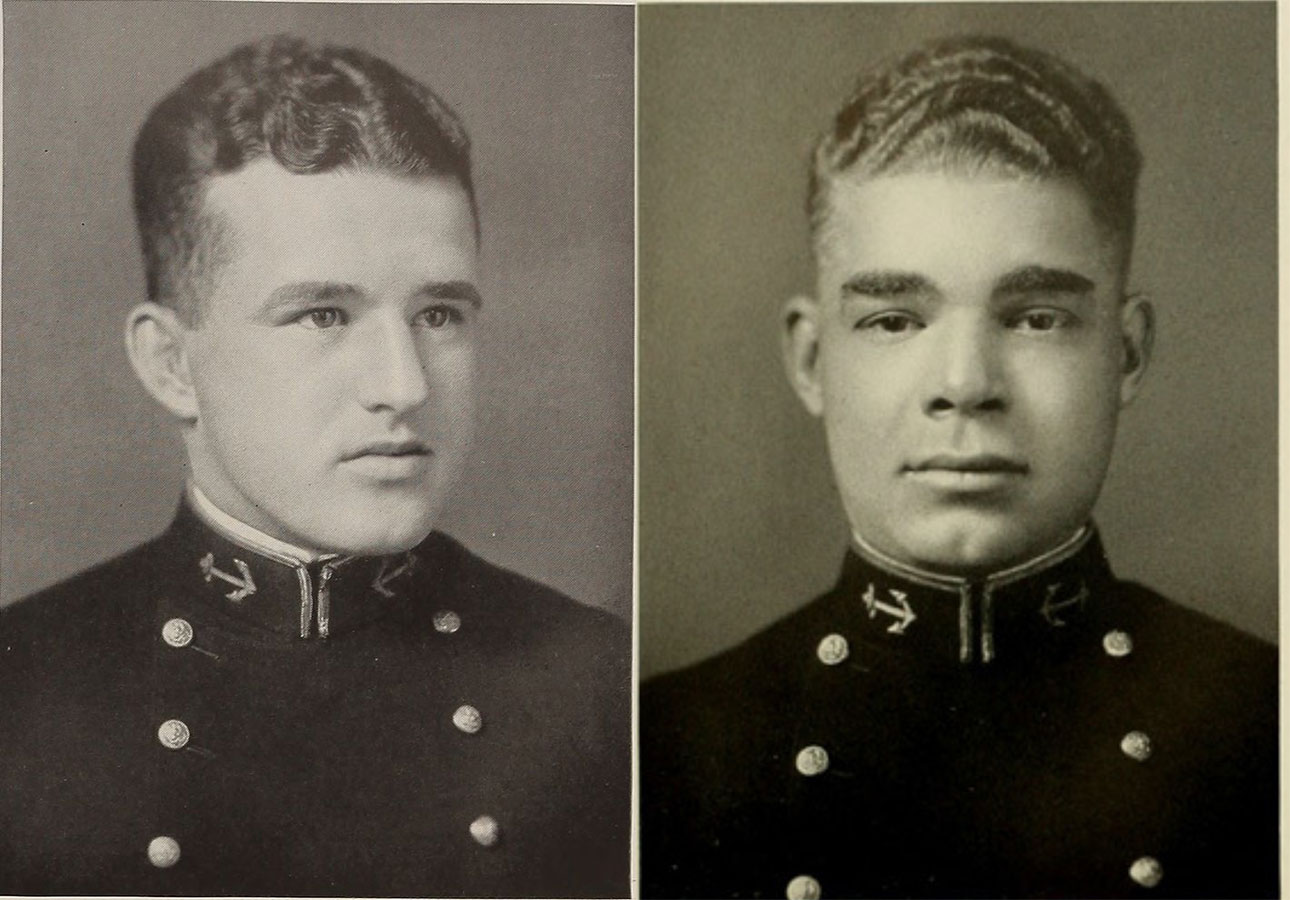 Jack Hunter’s (left) and Philip Fox’s (right) photos from the 1936 “Lucky Bag,” the U.S. Naval Academy’s yearbook.