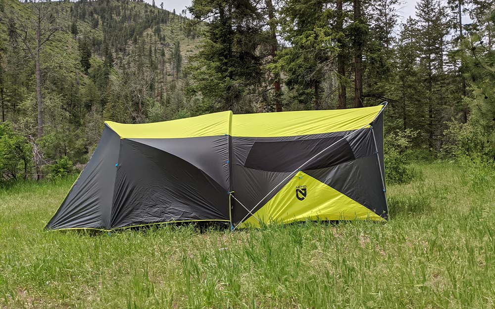 The length of this tent made it a bit more difficult to find a flat space that would accommodate it.