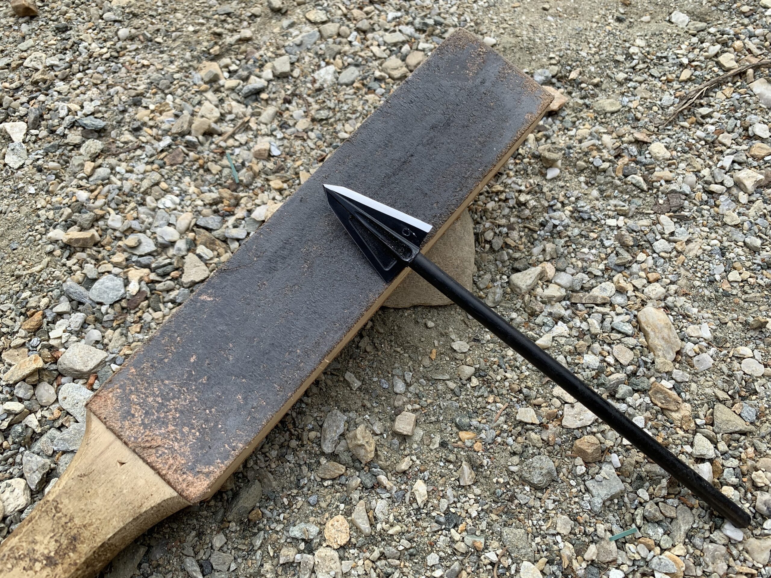 A strop makes sharpening single bevel broadheads easy.