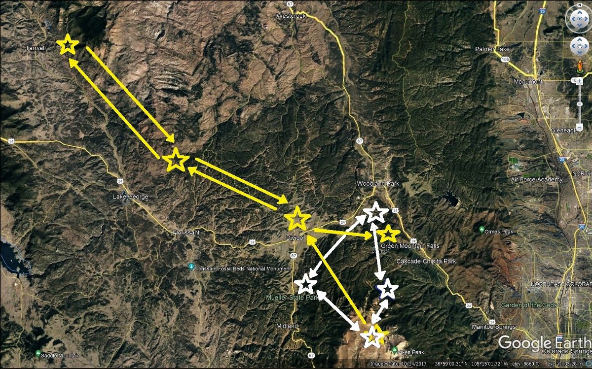 map of black bear movements after relocation CPW