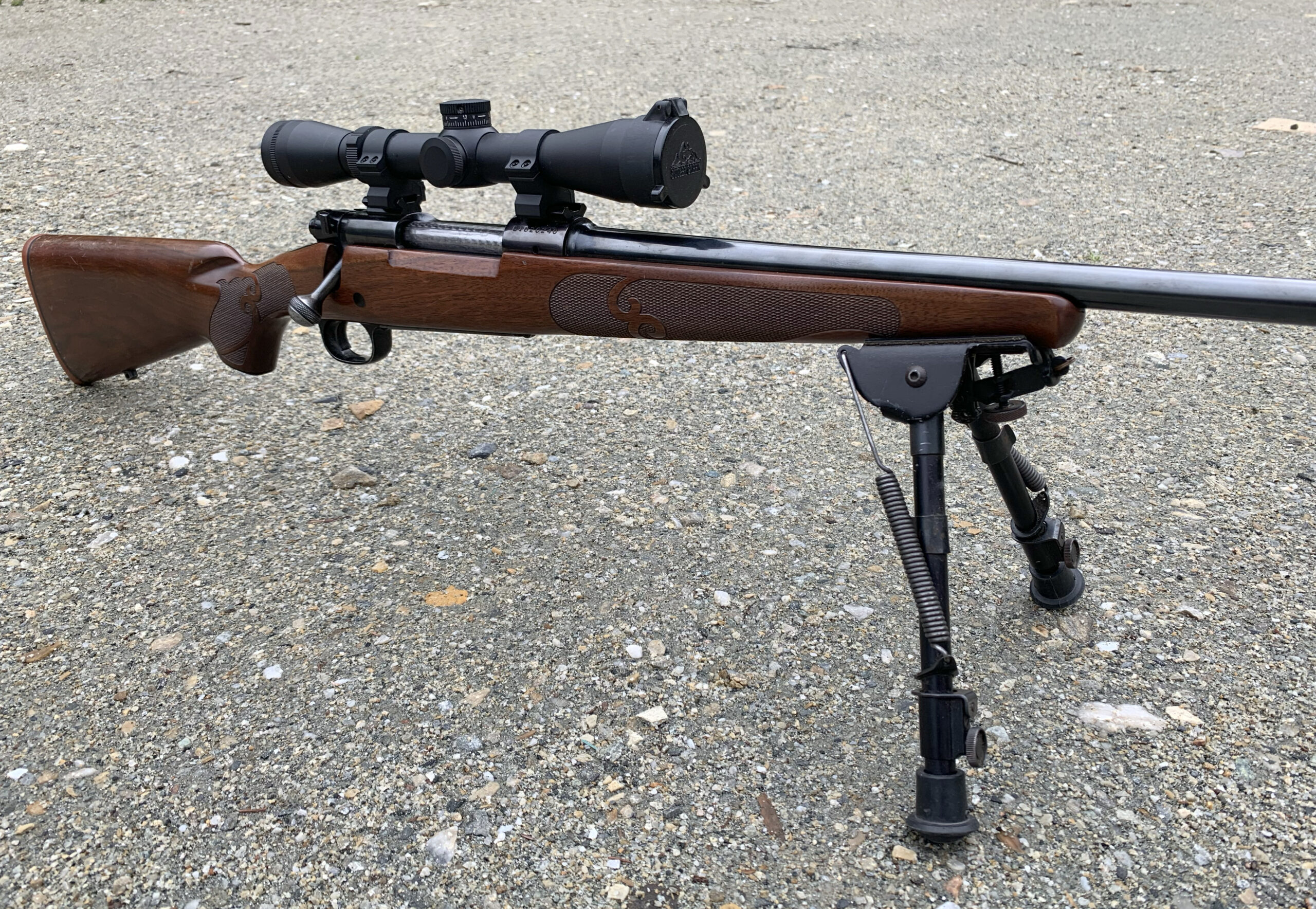 Harris bipod on a Winchester Model 70 Featherweight