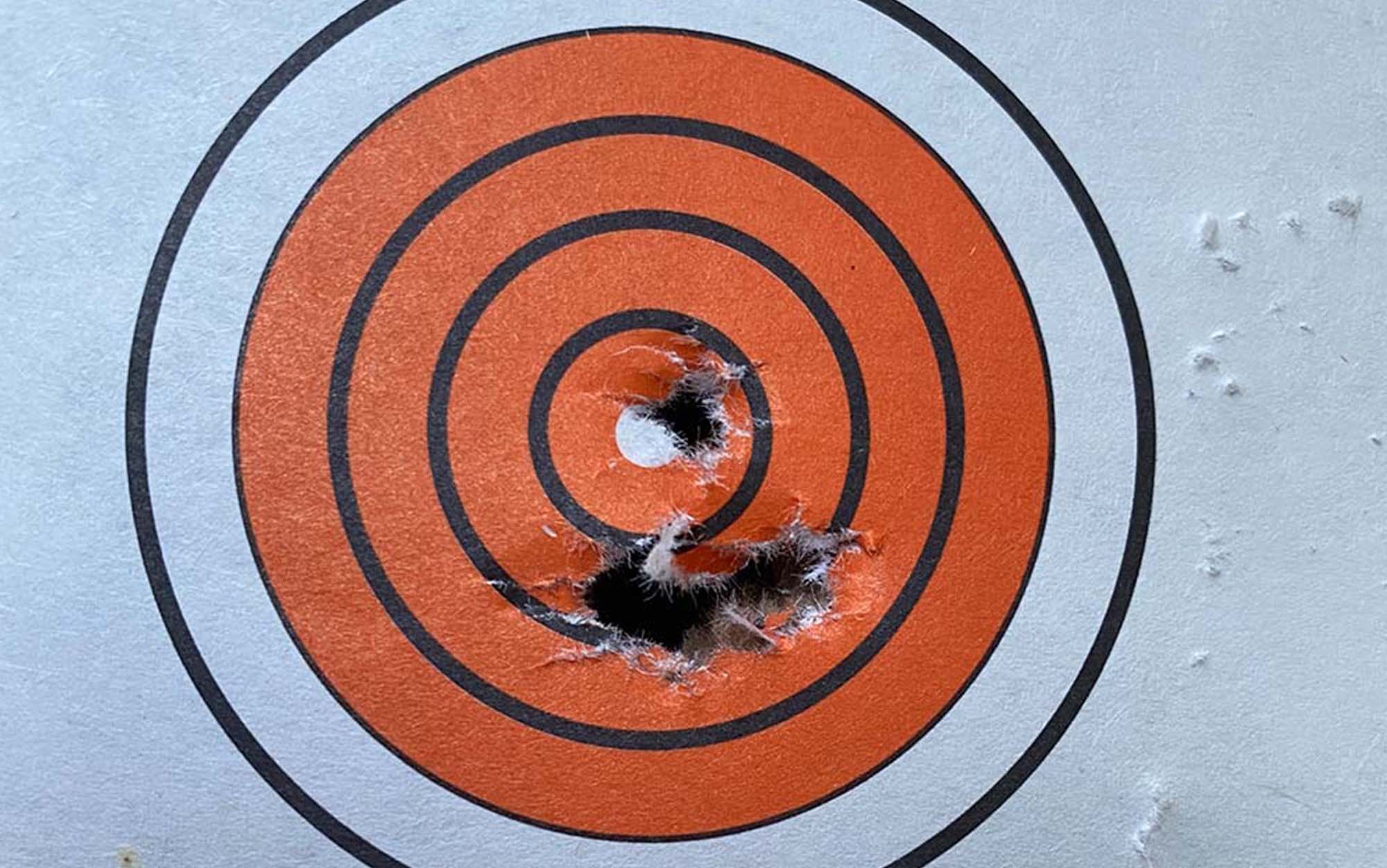 A 50-yard group with the Avenger and Diabolo pellets.