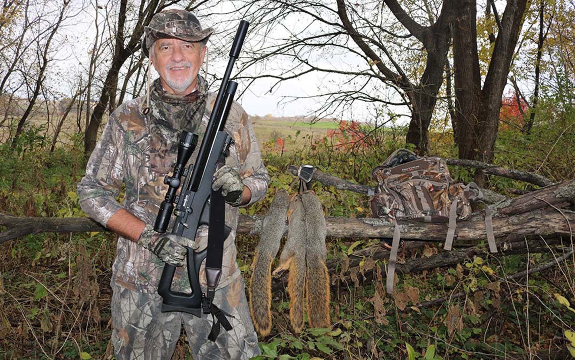 Jim Chapman hunting squirrels with an air rifle