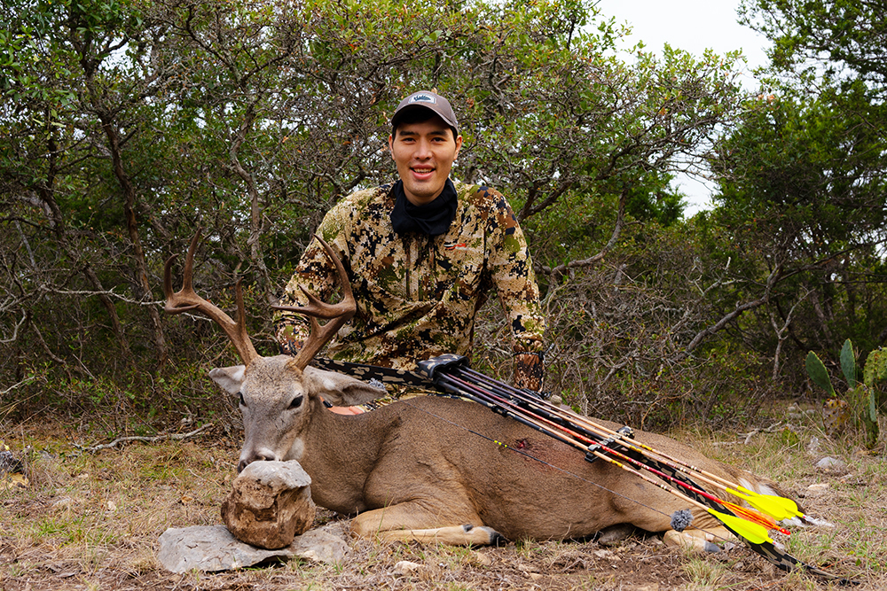 The author (Scott Einsmann) with a Texas archery buck. 